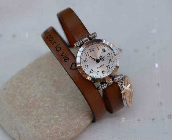 gepersonaliseerd horloge, dubbele tour leder