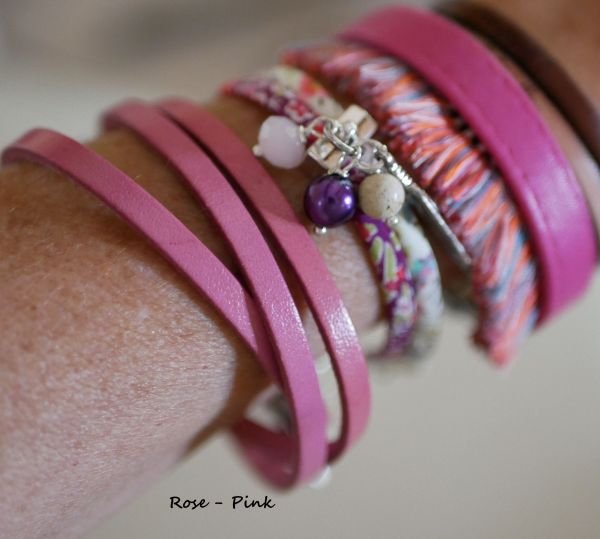 leren armband boheme chic roze
