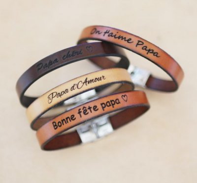 gegraveerde lederen armband voor mannen