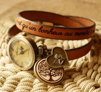 gepersonaliseerd gegraveerd leren horloge