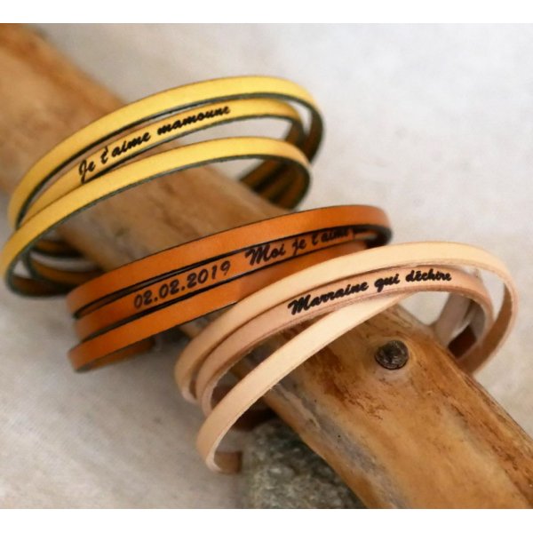 Personaliseerbaar fijn lederen enkelbandje 3 beurten