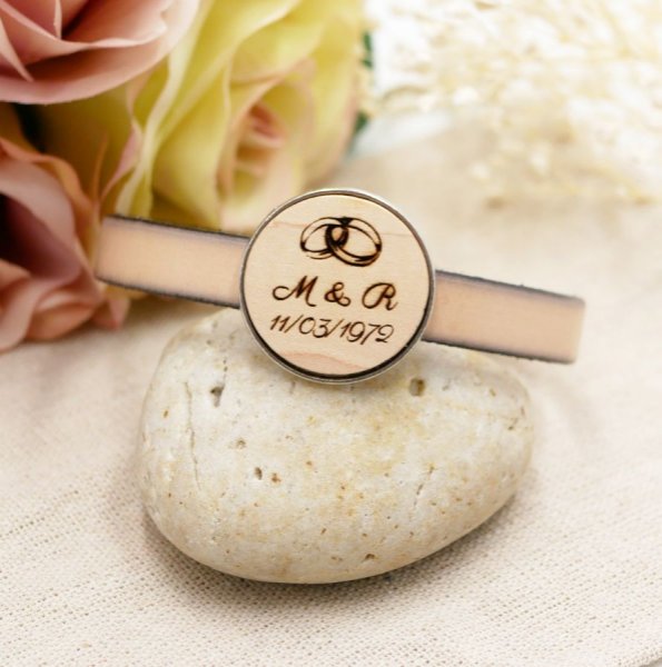 Leren armband met gegraveerde hout cabochon gezet in zilver