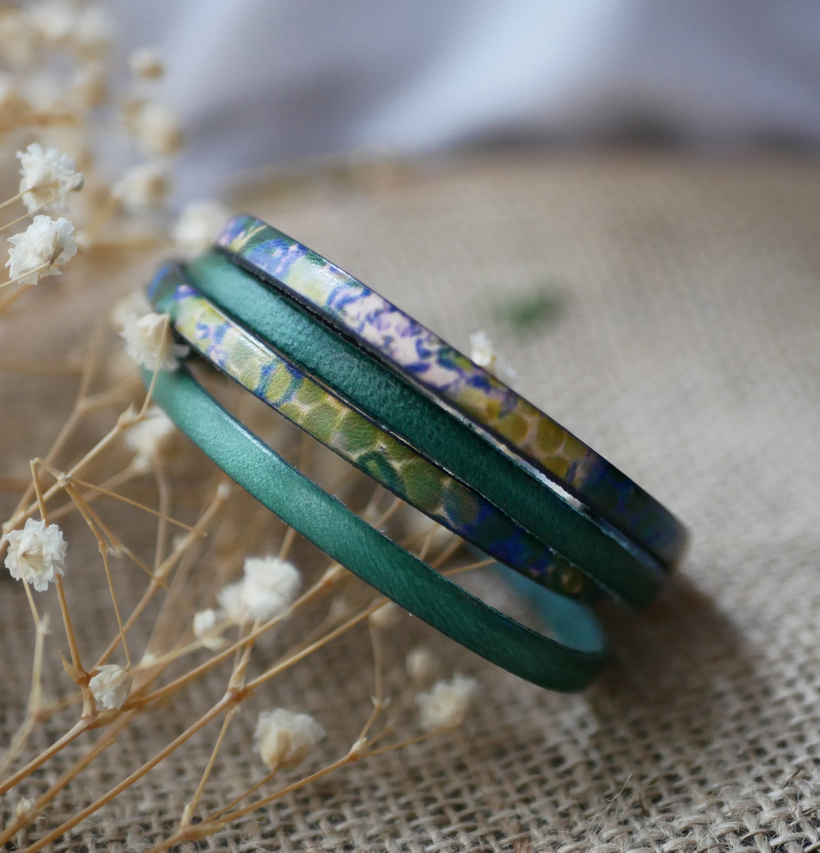Leren armband met impressionistische opdruk om te personaliseren
