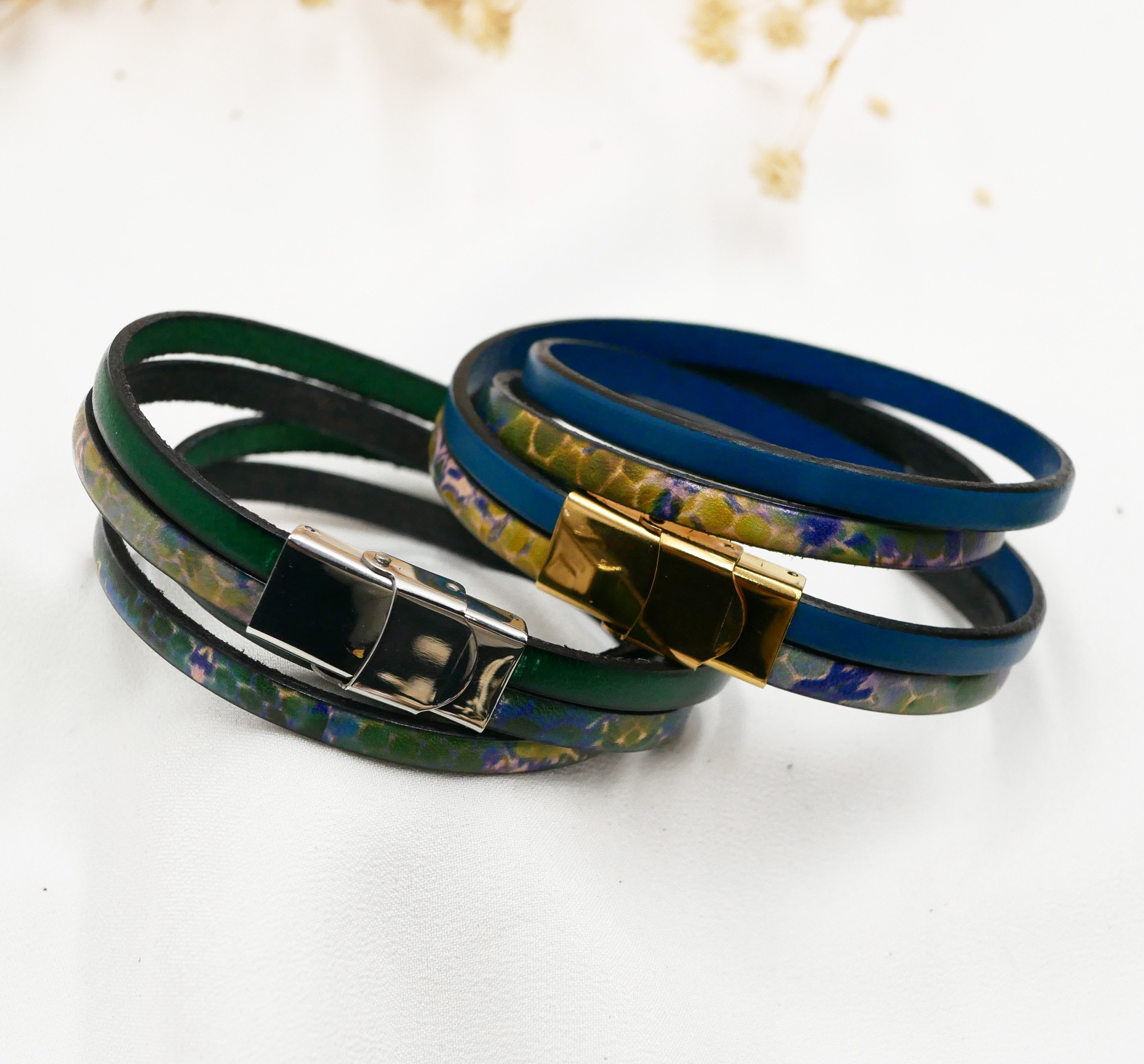 Leren armband met impressionistische opdruk om te personaliseren