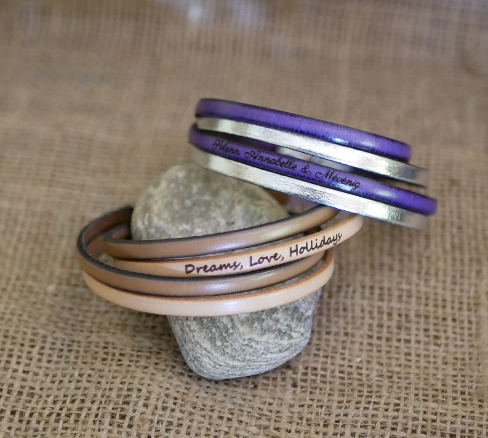 Dubbel gedraaide leren armband met etnische magnetische sluiting om te personaliseren