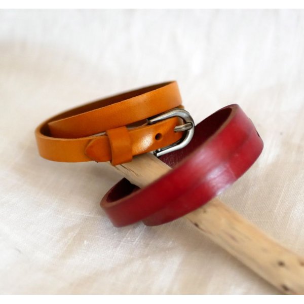 Leren armband dubbele tour camel Gegraveerd gemengd