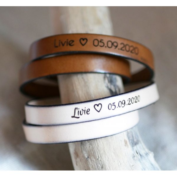 Pappa's dubbele-draai leren armband aanpasbaar door gravure