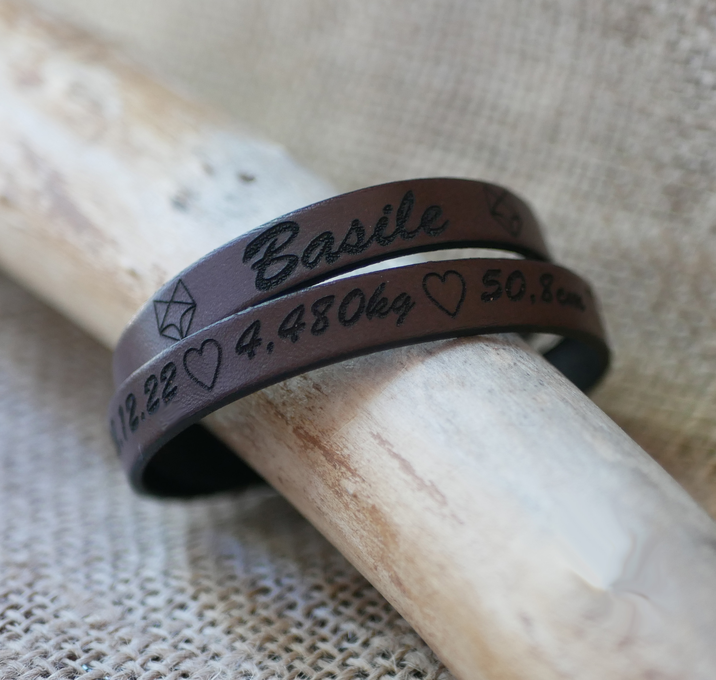 Pappa's dubbele-draai leren armband aanpasbaar door gravure
