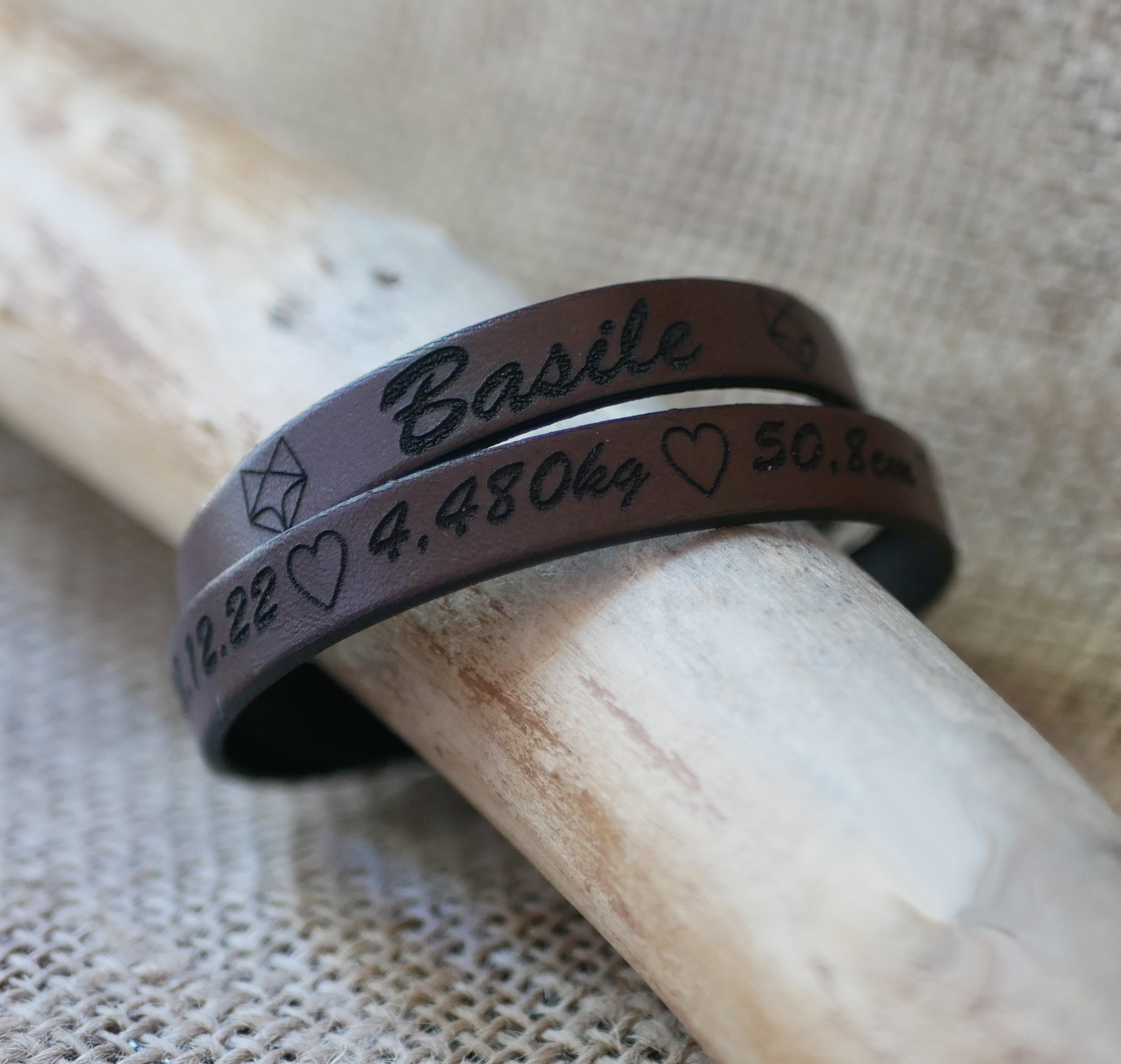 Pappa's dubbele-draai leren armband aanpasbaar door gravure