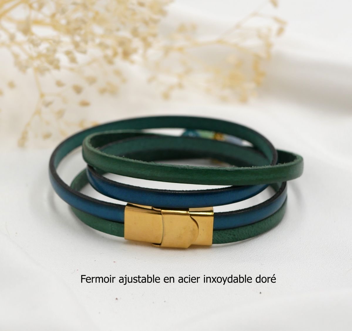 Lederen duo armband met parel hanger te personaliseren