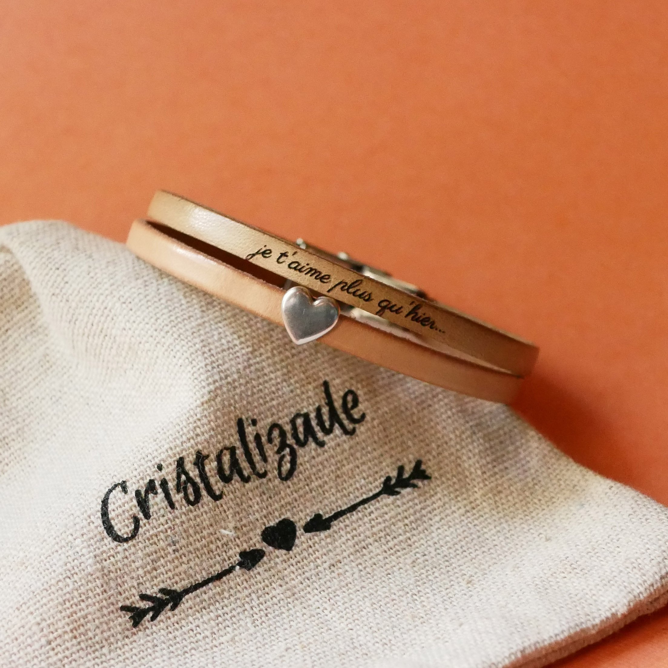 Leren duo-armband om te personaliseren met een hart, ster of oneindigheidlus