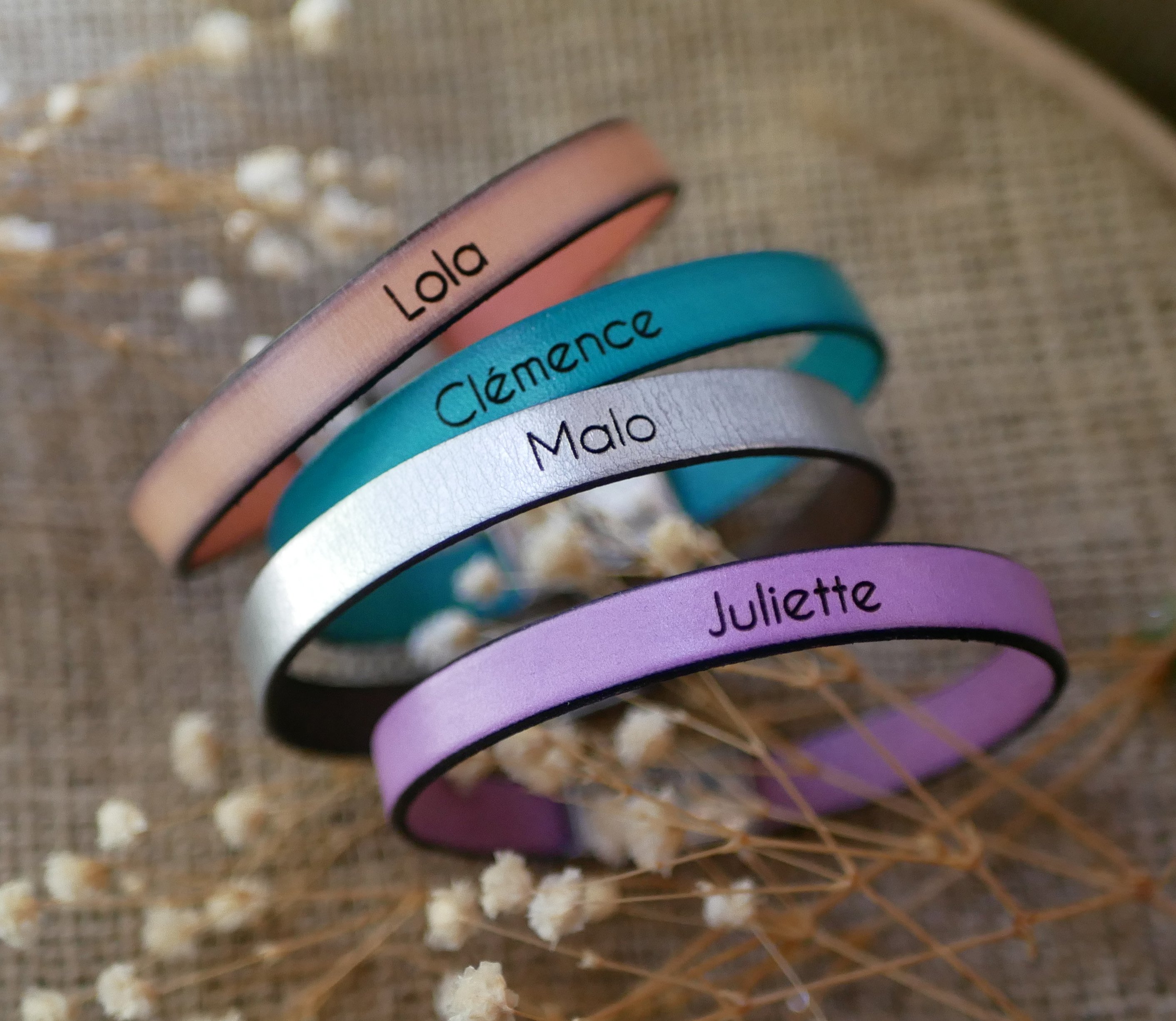 Leren armband met gravure voor vrouwen