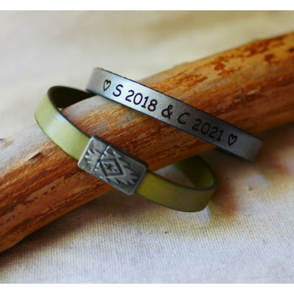 Lederen armband met etnische magnetische sluiting om te personaliseren