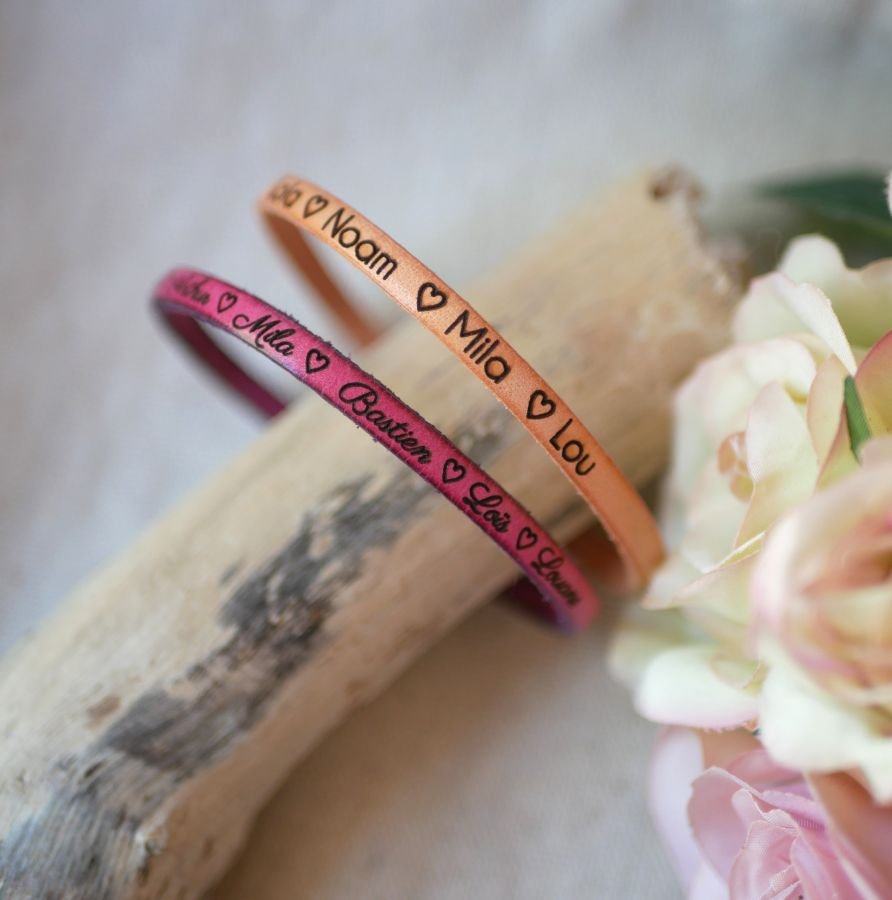 Lederen armband personaliseerbaar door gravure vrouw of man