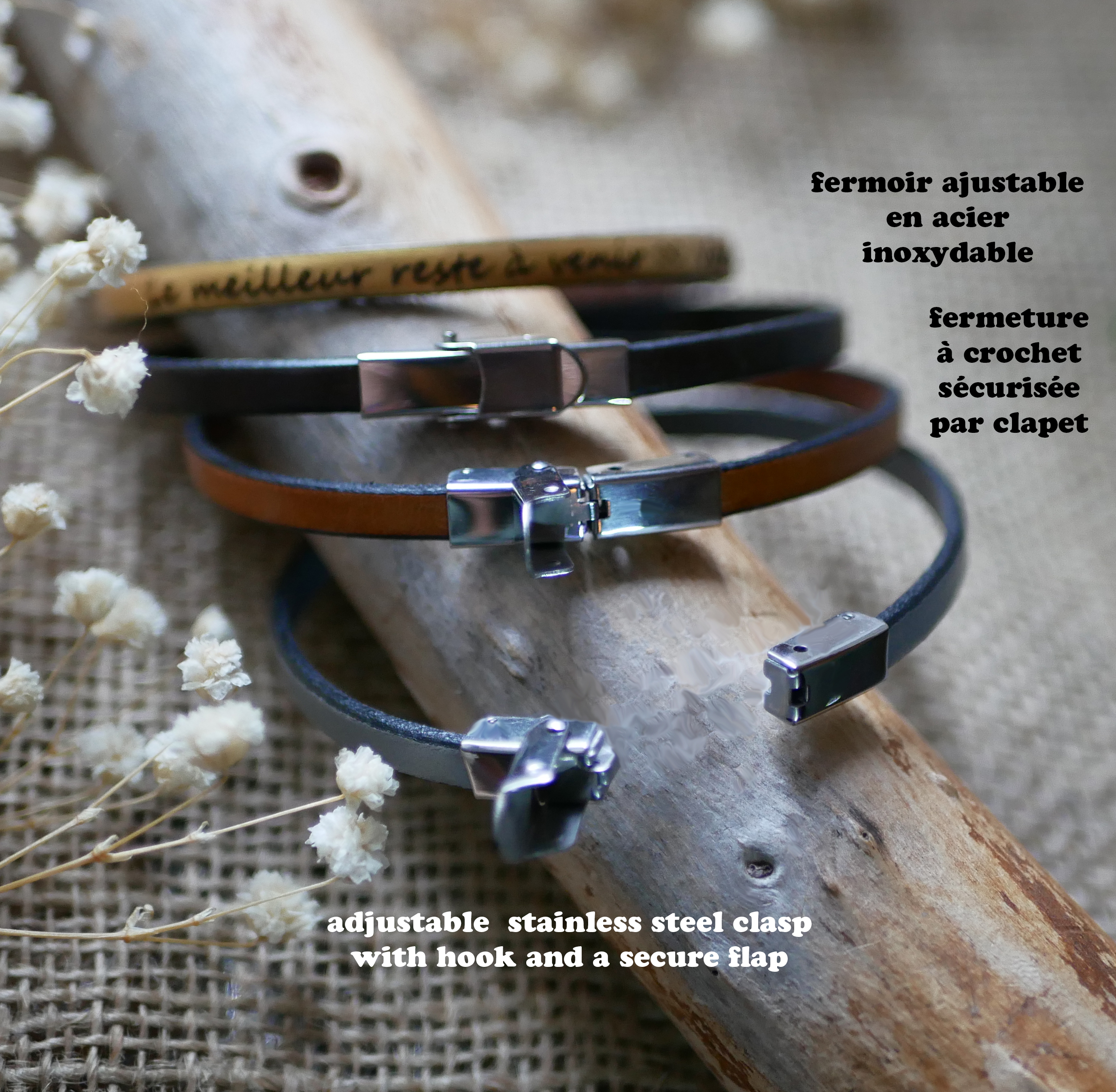 Lederen armband personaliseerbaar door gravure vrouw of man