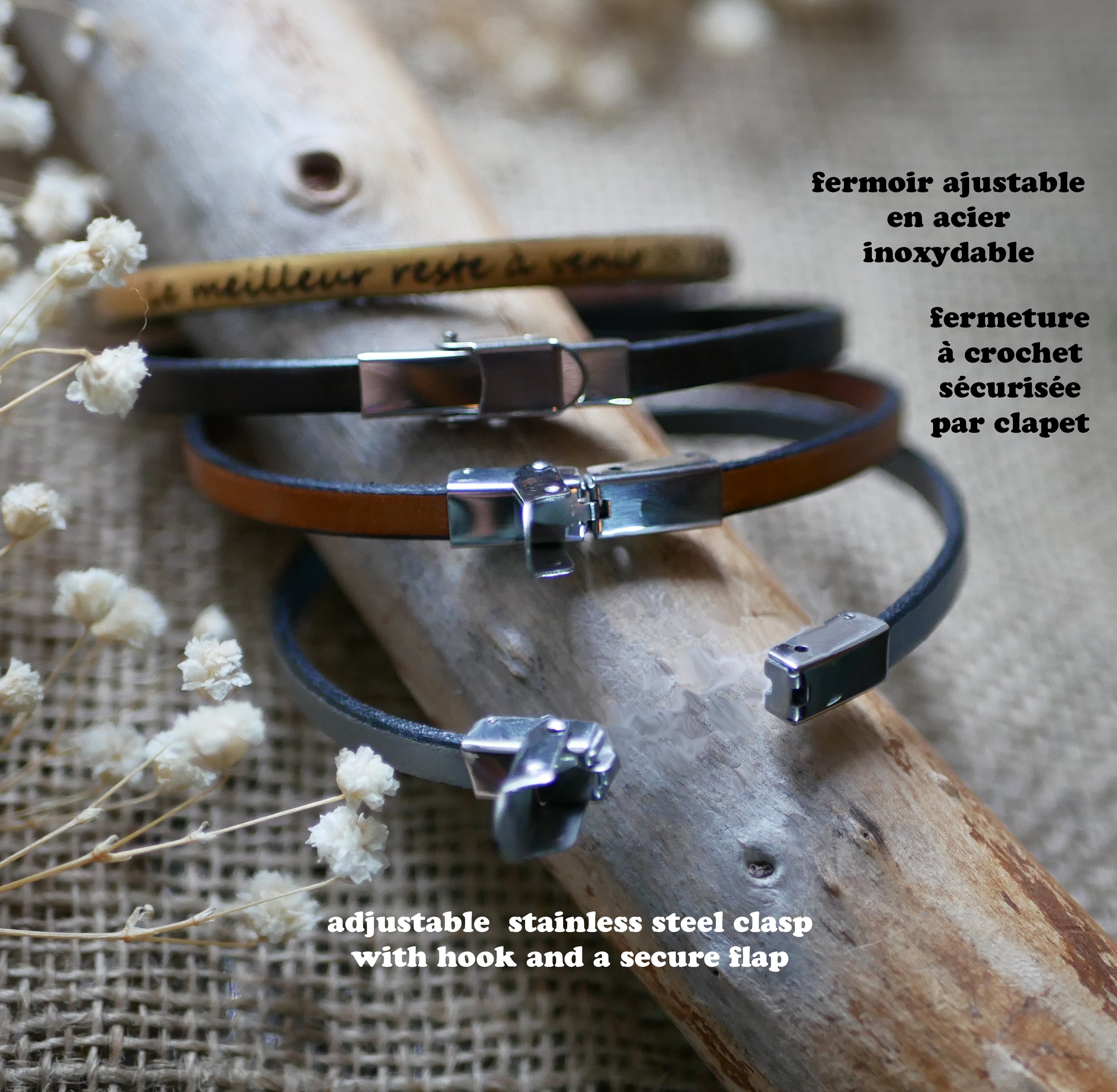 Lederen armband personaliseerbaar door gravure vrouw of man