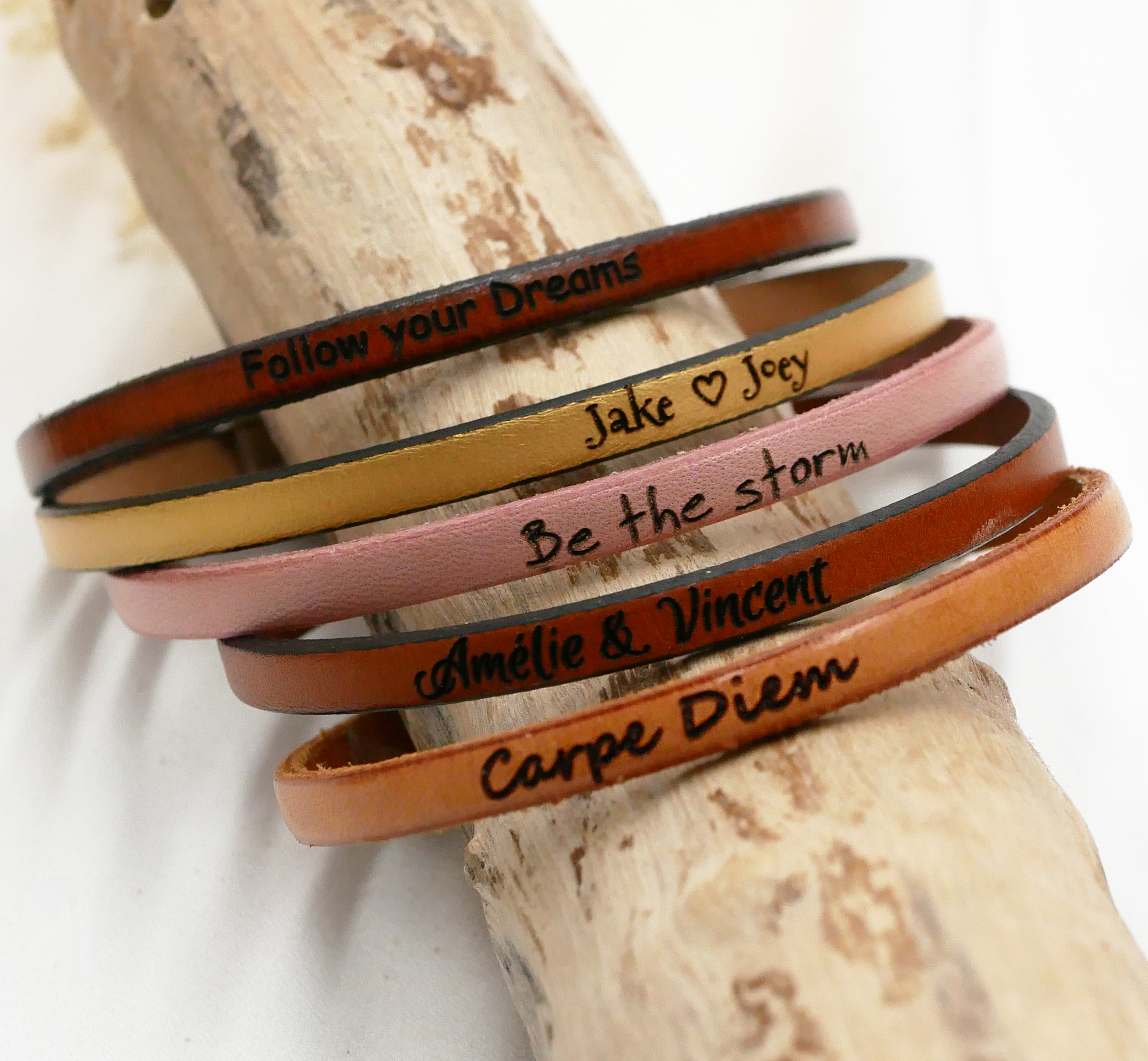 Lederen armband personaliseerbaar door gravure vrouw of man