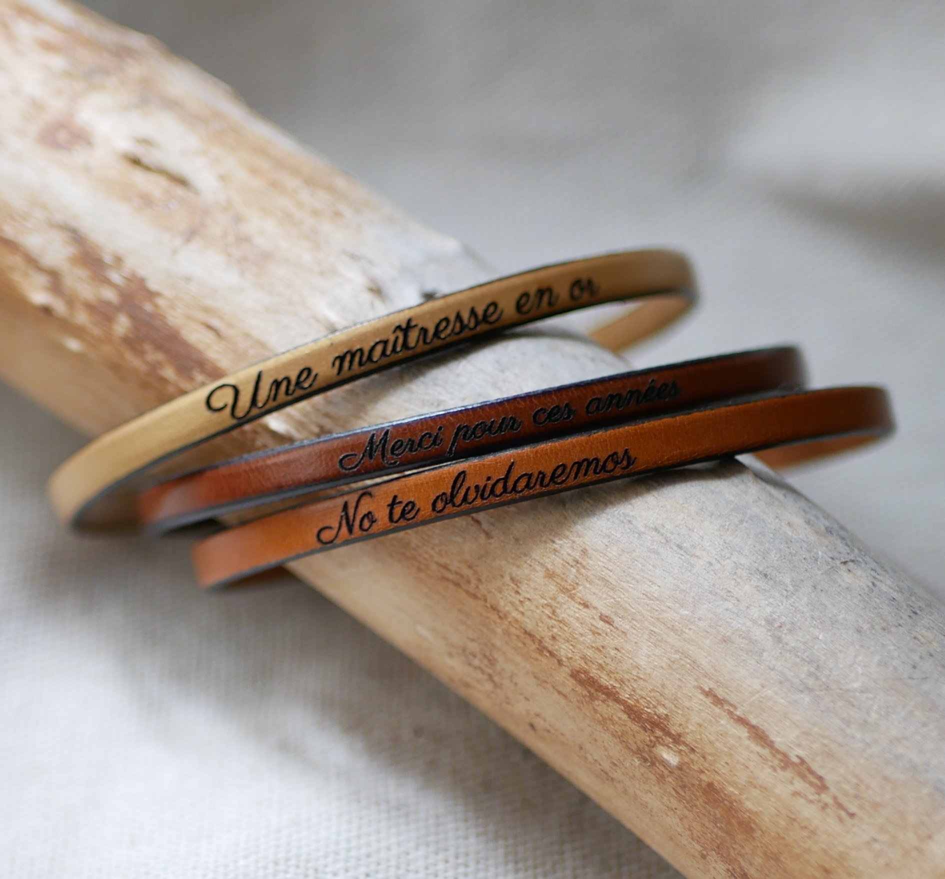 Lederen armband personaliseerbaar door gravure vrouw of man