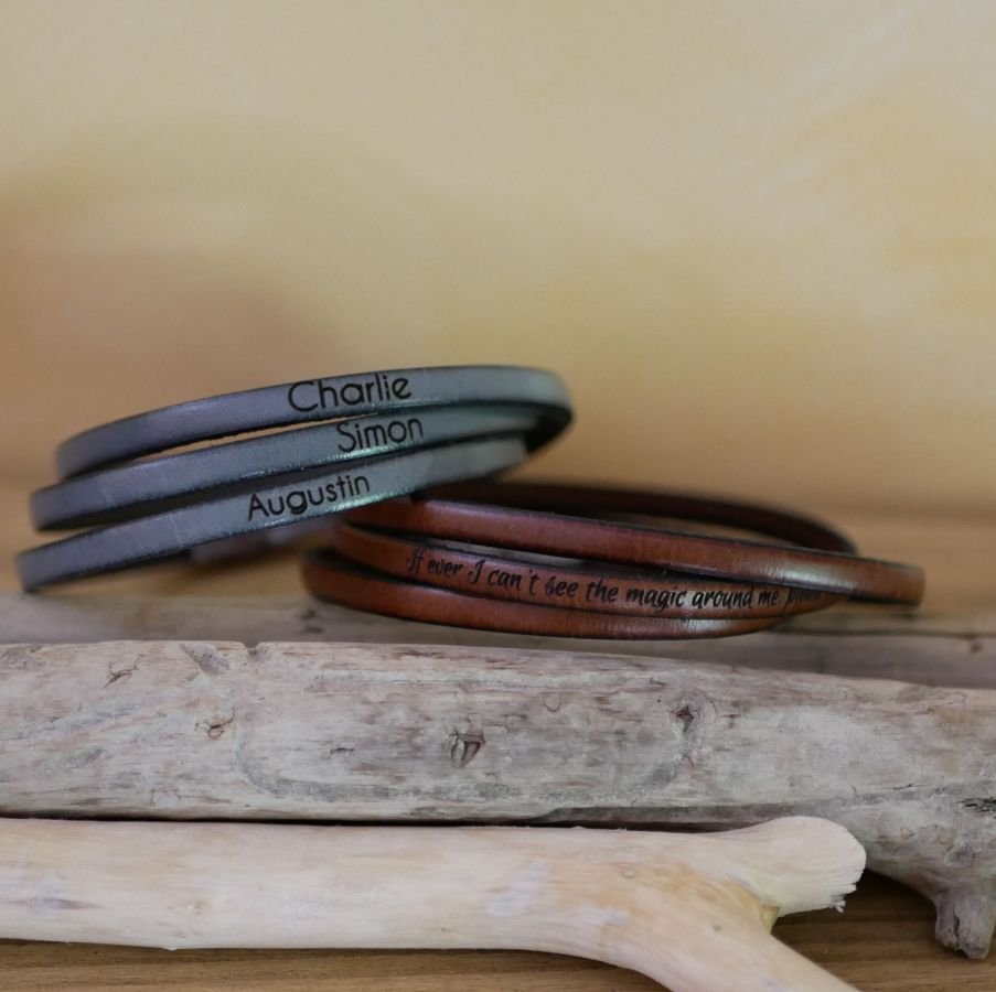 Gepersonaliseerde 3-draads lederen armband voor mannen of vrouwen