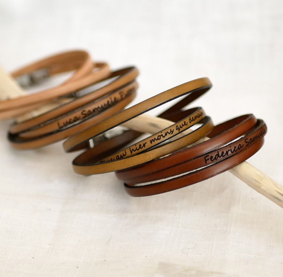 Gepersonaliseerde 3-draads lederen armband voor mannen of vrouwen
