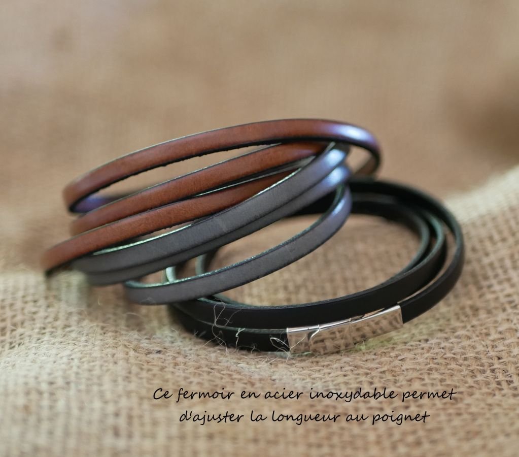 Gepersonaliseerde 3-draads lederen armband voor mannen of vrouwen