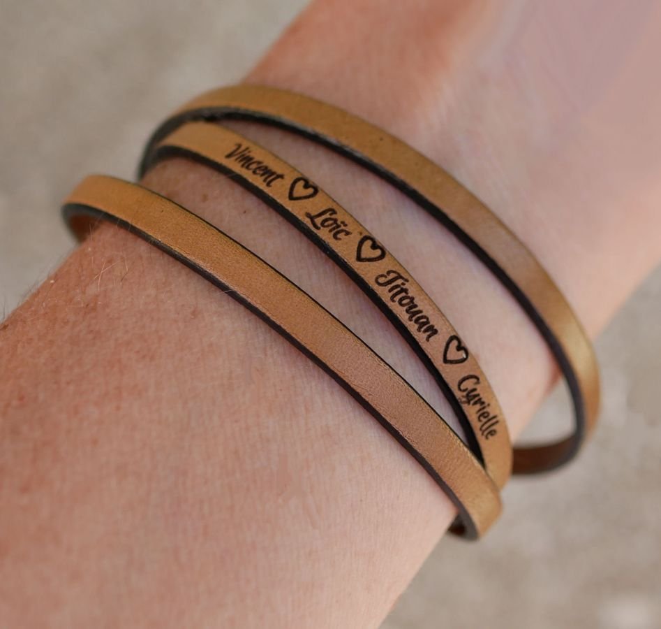 Gepersonaliseerde 3-draads lederen armband voor mannen of vrouwen