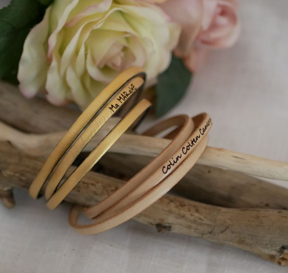 Gepersonaliseerde 3-draads lederen armband voor mannen of vrouwen