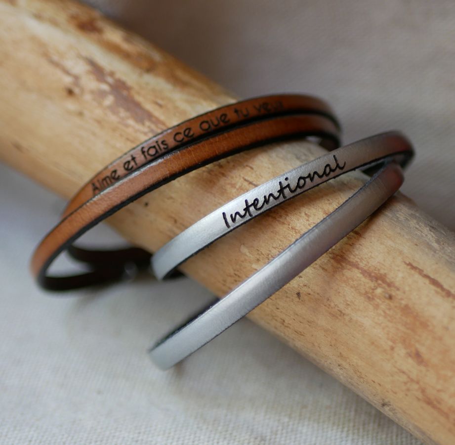 2-draaibare leren armband voor mannen of vrouwen om te personaliseren