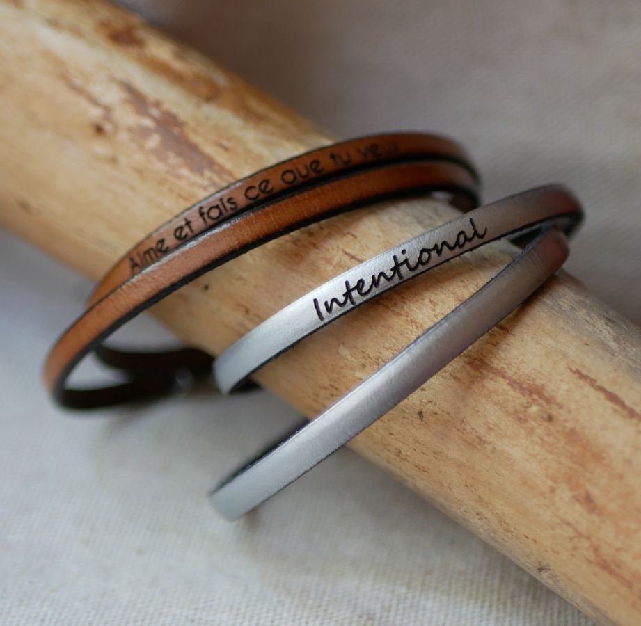 2-draaibare leren armband voor mannen of vrouwen om te personaliseren