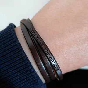 Gepersonaliseerde 3-draads lederen armband voor mannen of vrouwen