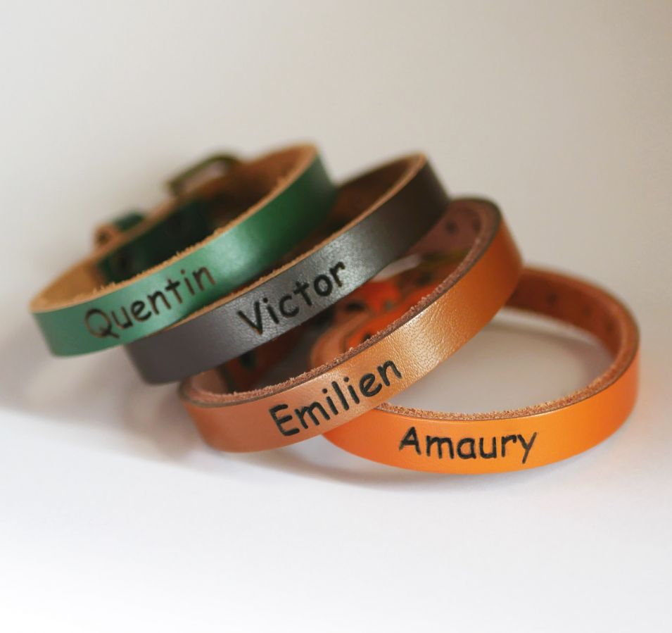 Gegraveerde lederen armband enkele draai te personaliseren gemengde volwassen kind