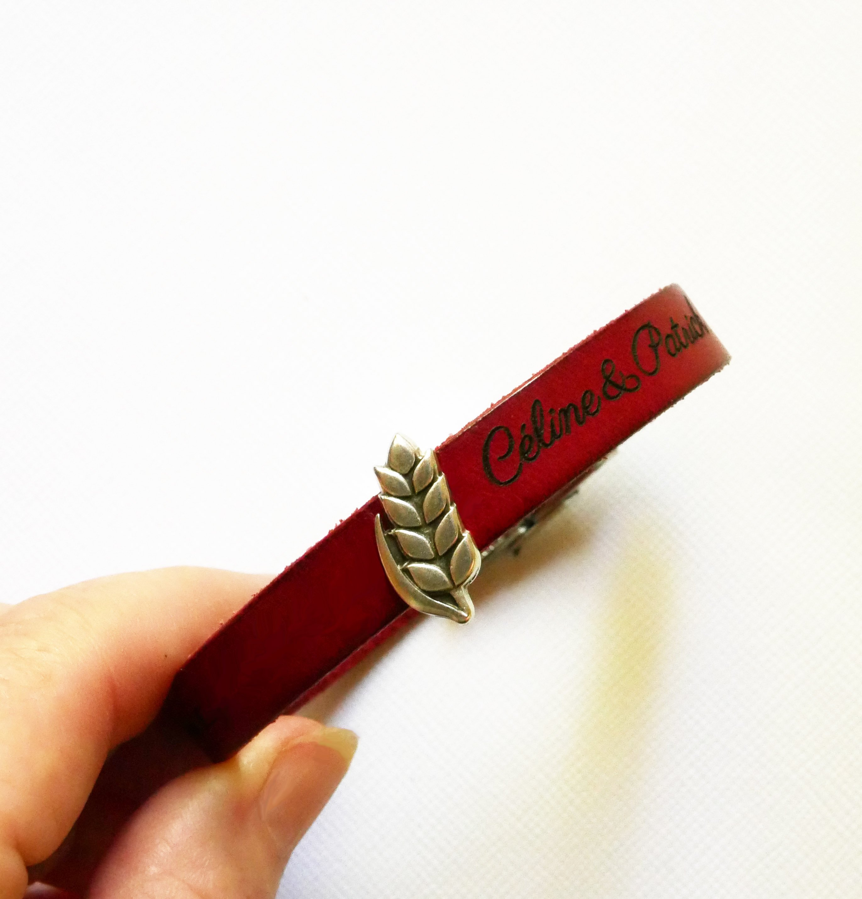 Aanpasbare leren armband en lus Epi de bl&eacute;, noces de froment voor mannen en vrouwen