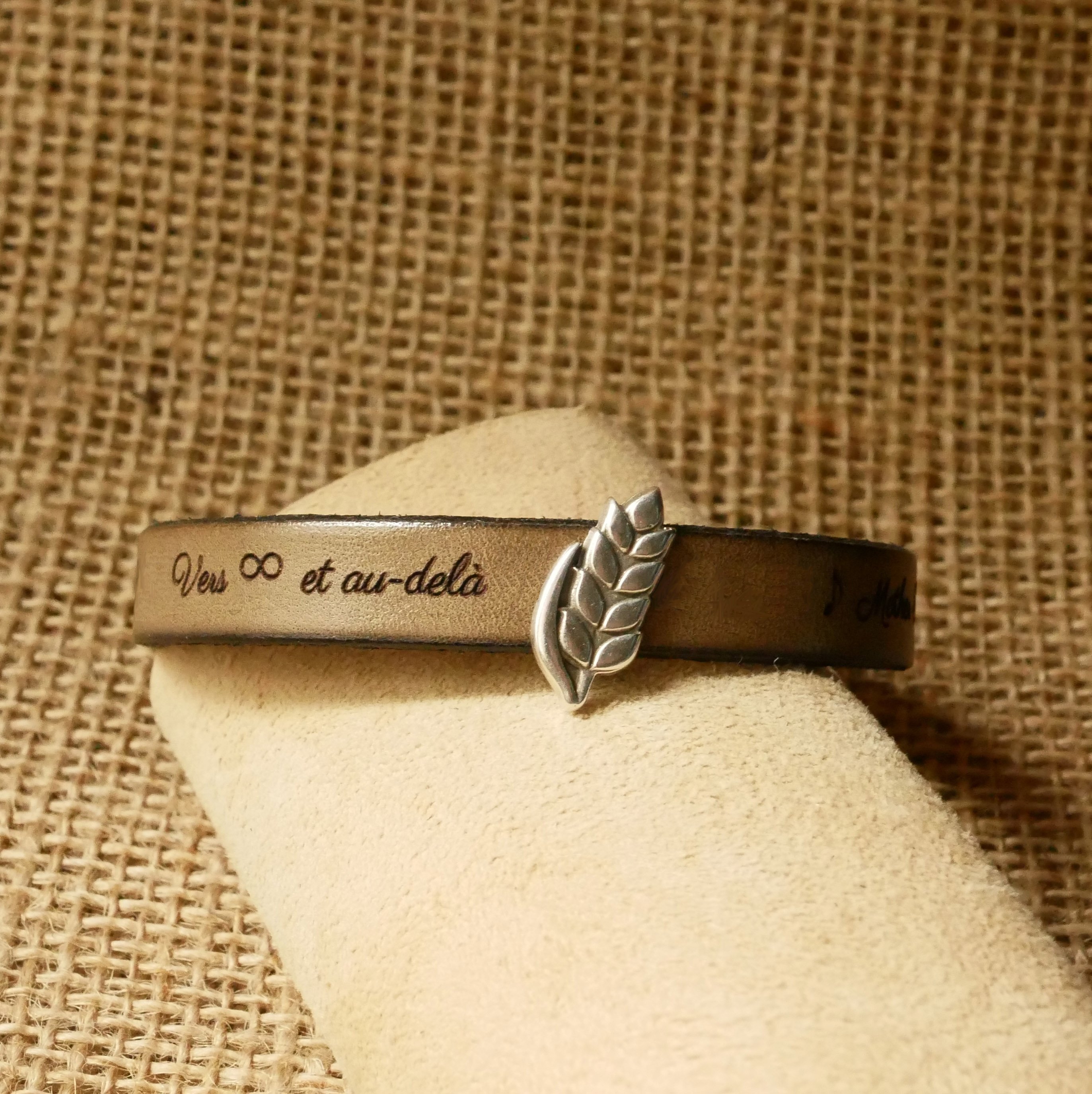 Aanpasbare leren armband en lus Epi de bl&eacute;, noces de froment voor mannen en vrouwen