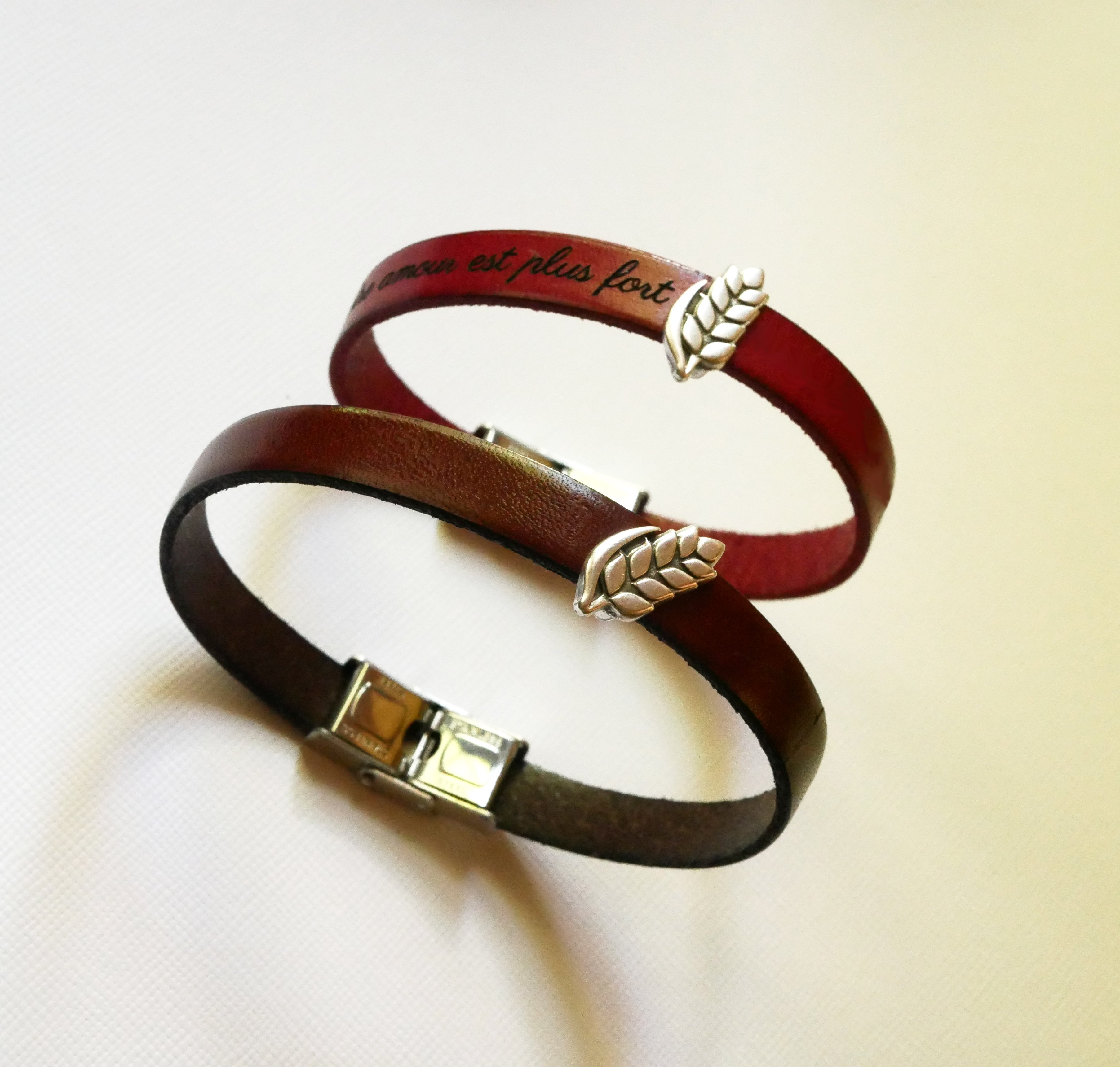 Aanpasbare leren armband en lus Epi de blé, noces de froment voor mannen en vrouwen