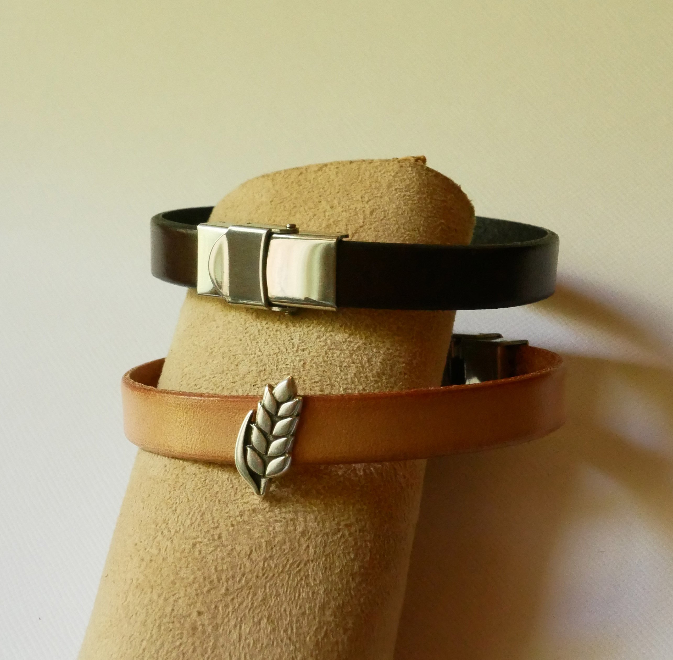 Aanpasbare leren armband en lus Epi de bl&eacute;, noces de froment voor mannen en vrouwen