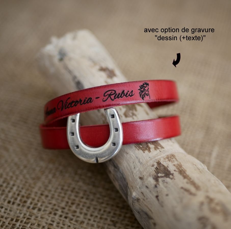 Aanpasbare lederen riem met enkel of dubbel gedraaid hoefijzerdesign