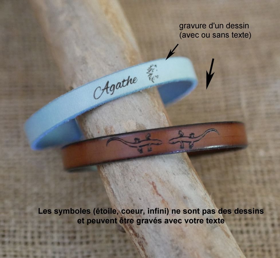 Gepersonaliseerde lederen armband voor mannen of vrouwen gegraveerd met namen of boodschap