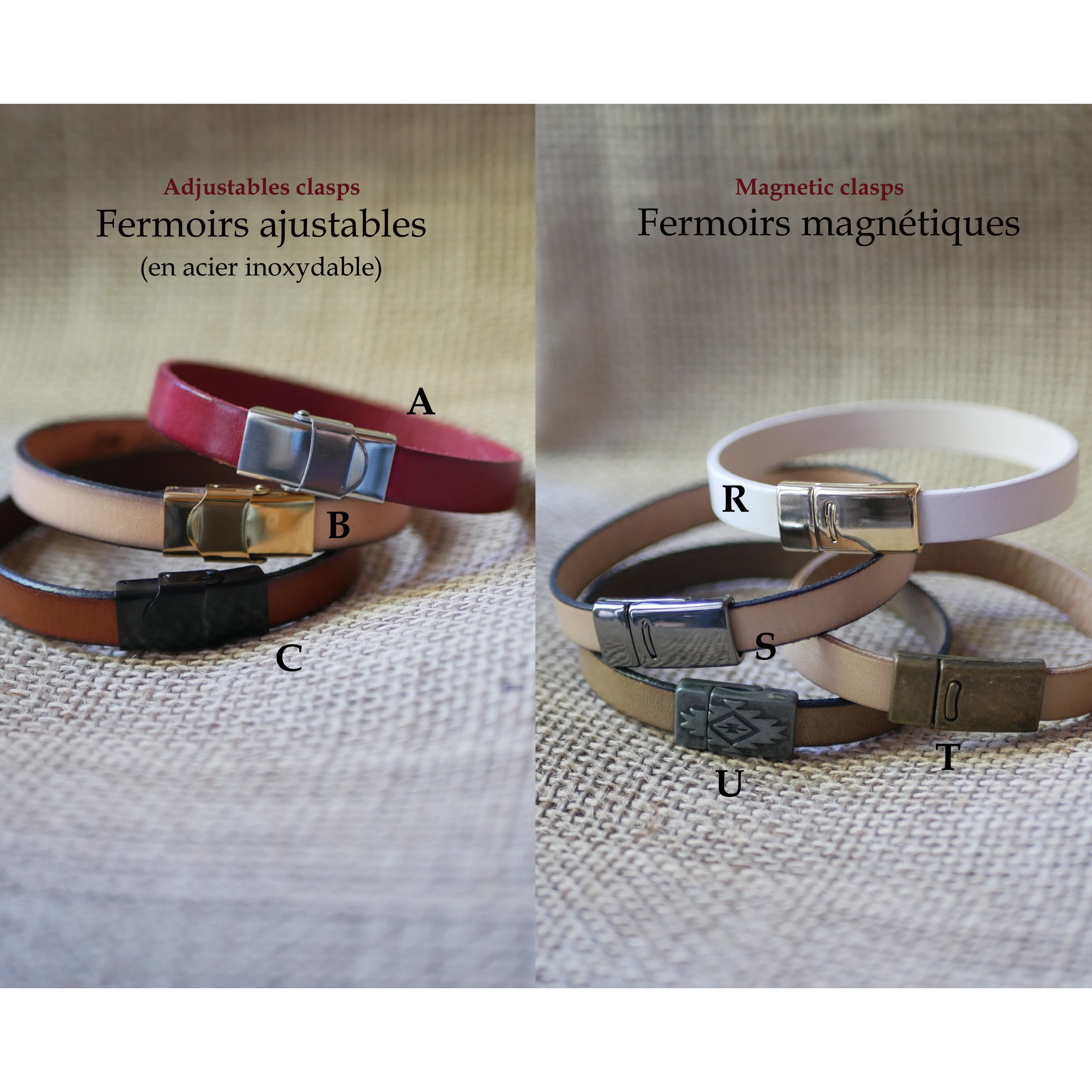 Gepersonaliseerde lederen armband voor mannen of vrouwen gegraveerd met namen of boodschap