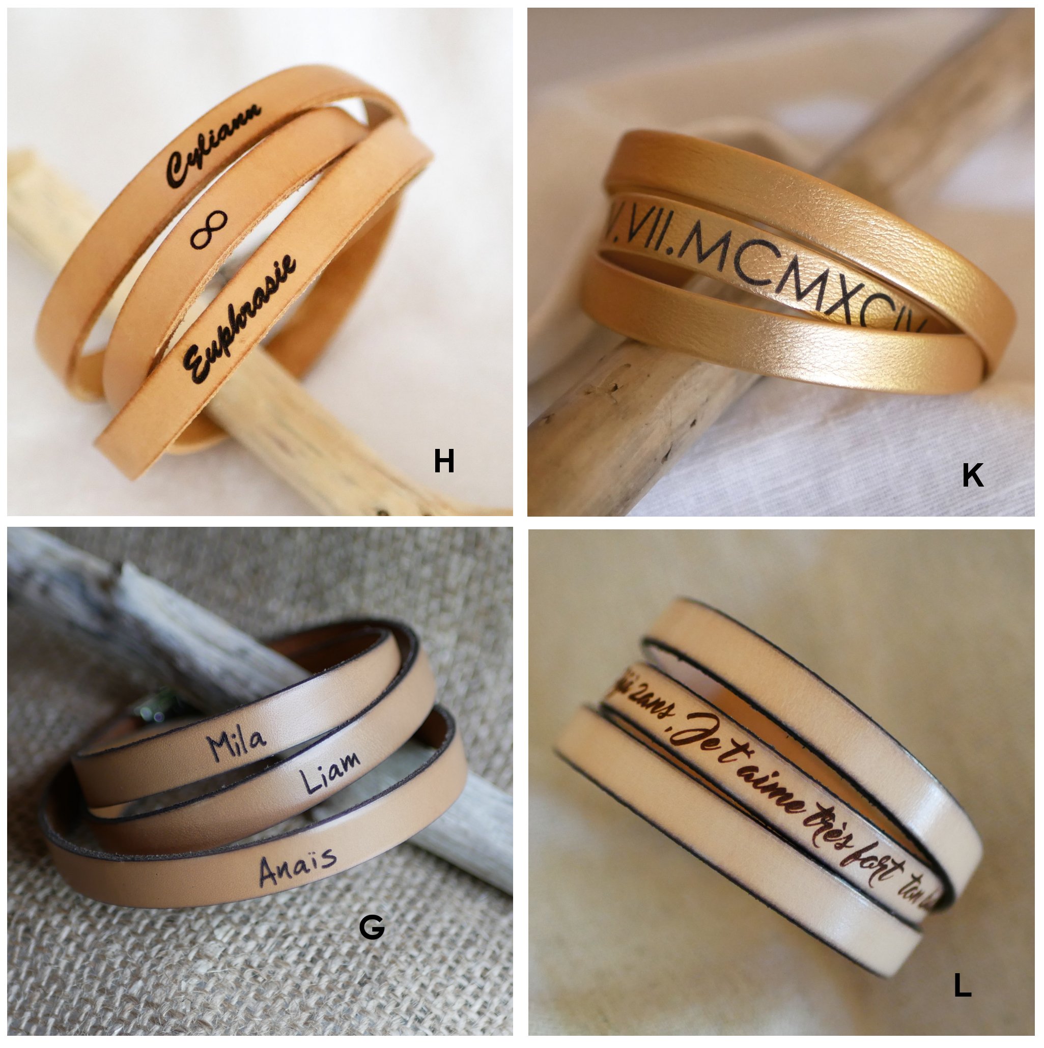 Lederen armband triple draait man of vrouw te worden gepersonaliseerd verstelbare sluiting