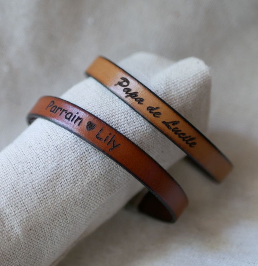 Leren armband om te personaliseren door gravure Zwarte magnetische sluiting