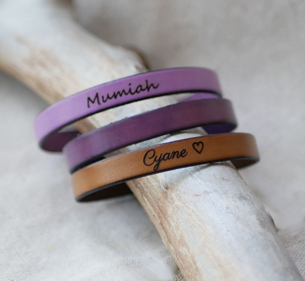 Lederen armband te personaliseren door gravure elegante magnetische sluiting
