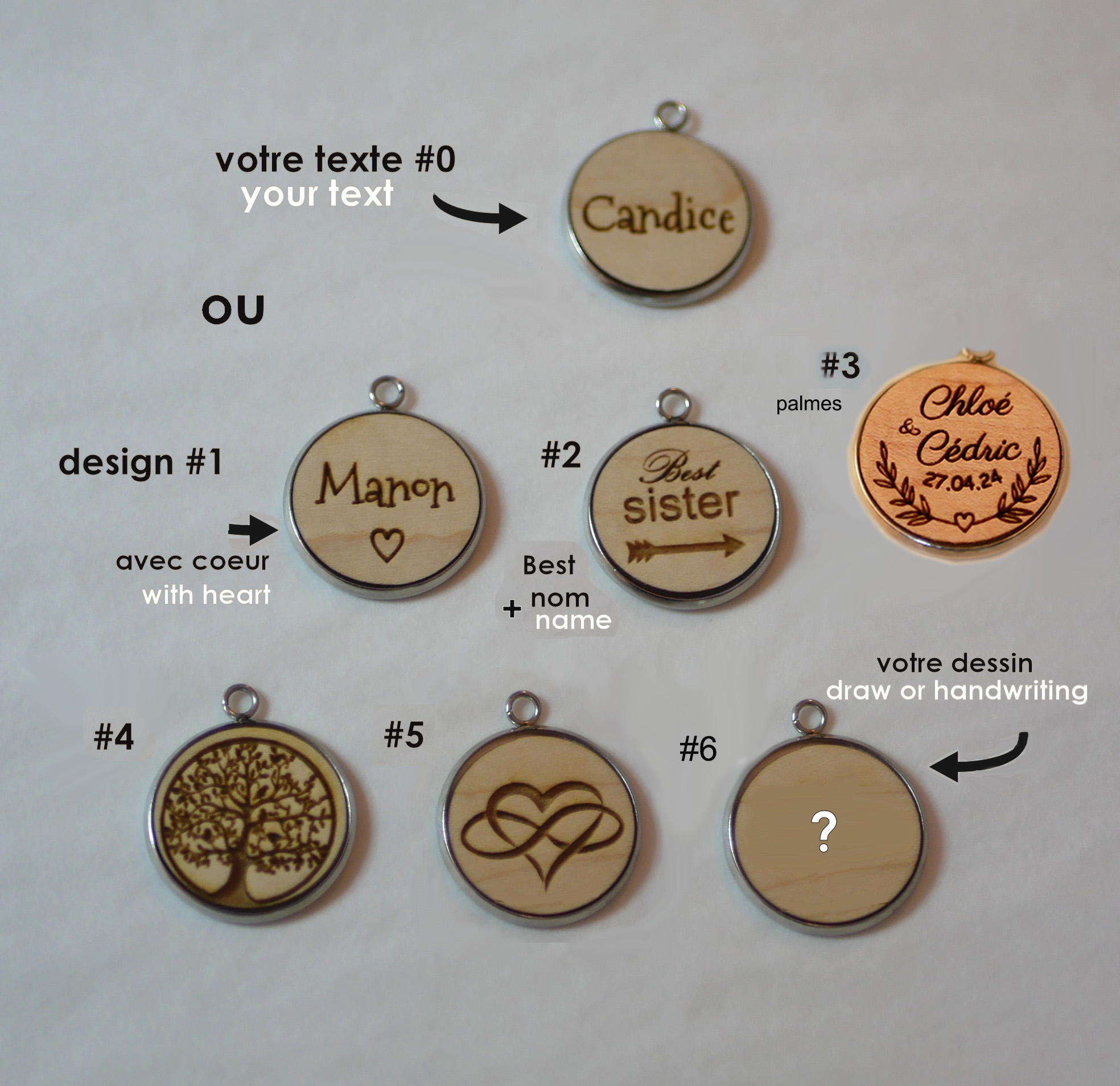 Gepersonaliseerde dubbele lederen armband met houten cabochon om te graveren