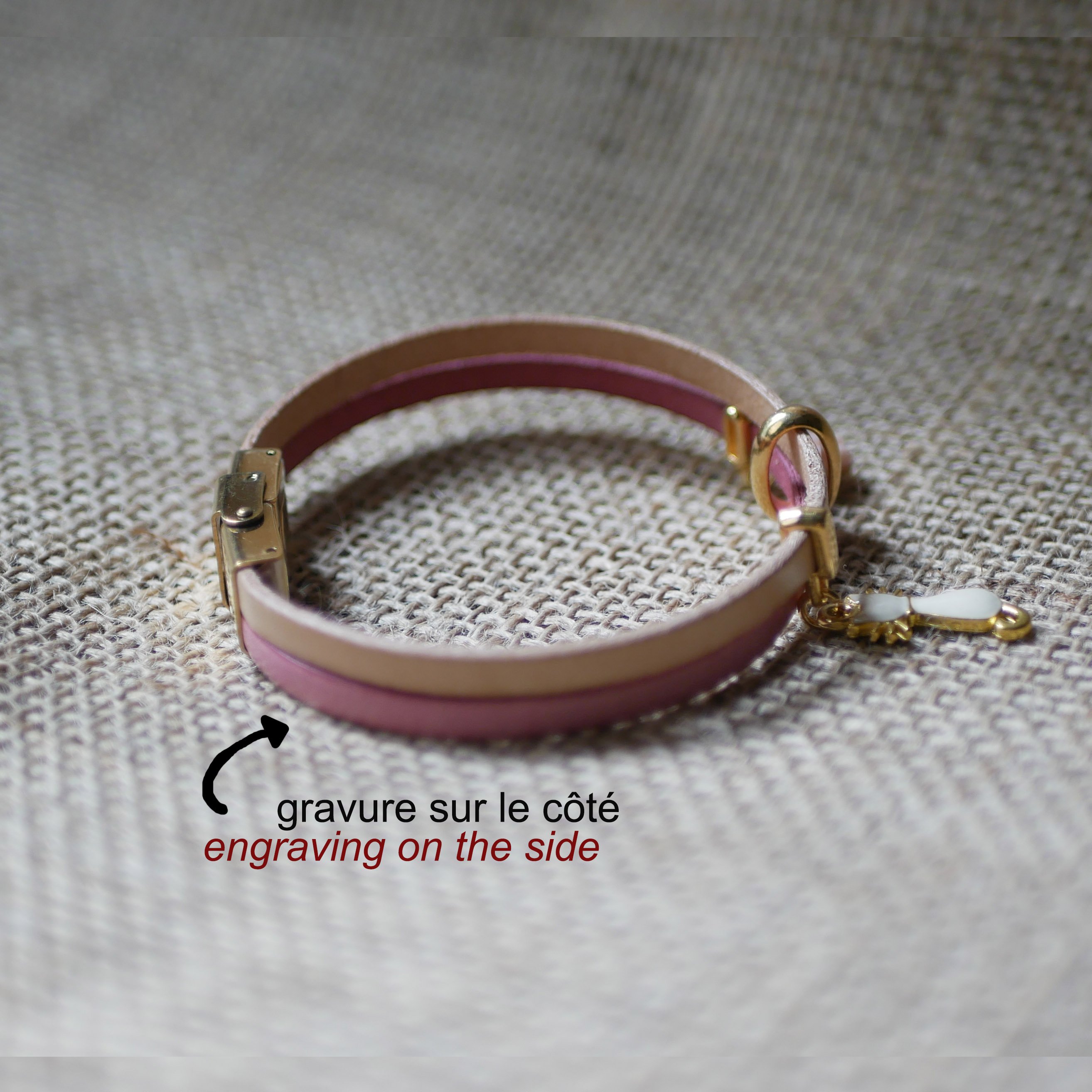 Leren duo-armband met gouden lovertjes en vogelbedels