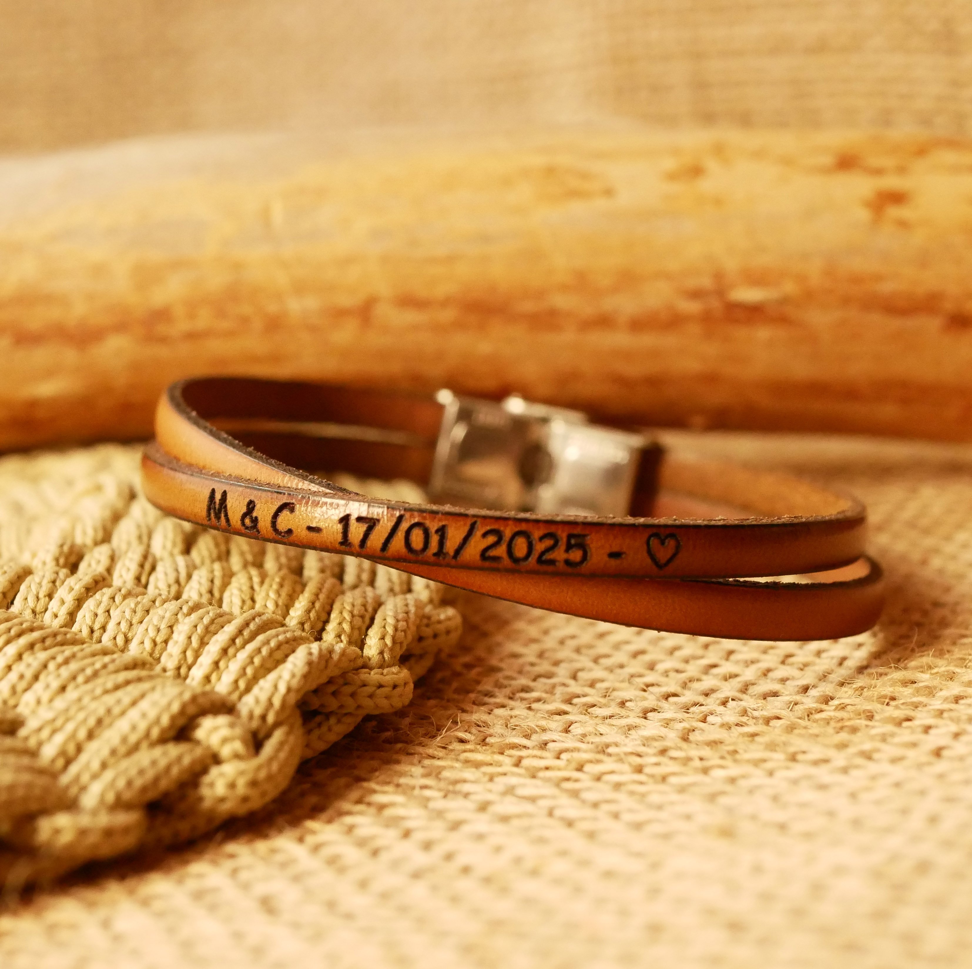 Twist lederen duo armband aanpasbaar voor mannen of vrouwen