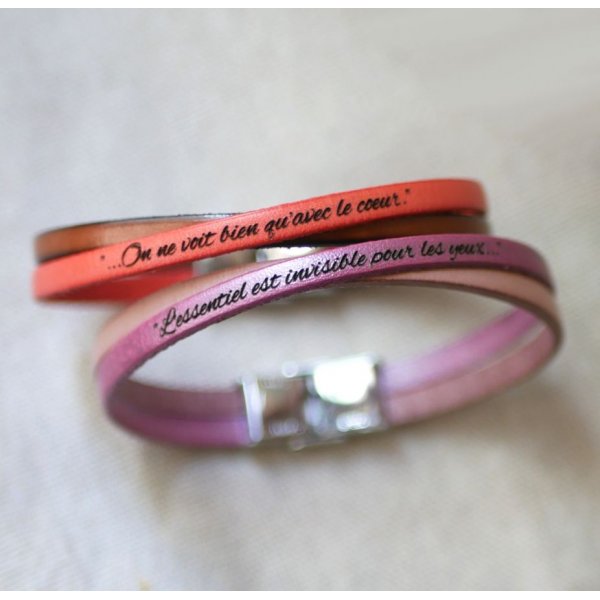 Gepersonaliseerde gekruiste leren duoarmband voor meisjes of vrouwen 