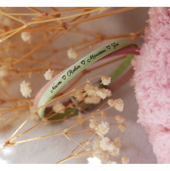 Gepersonaliseerde gekruiste leren duoarmband voor meisjes of vrouwen 