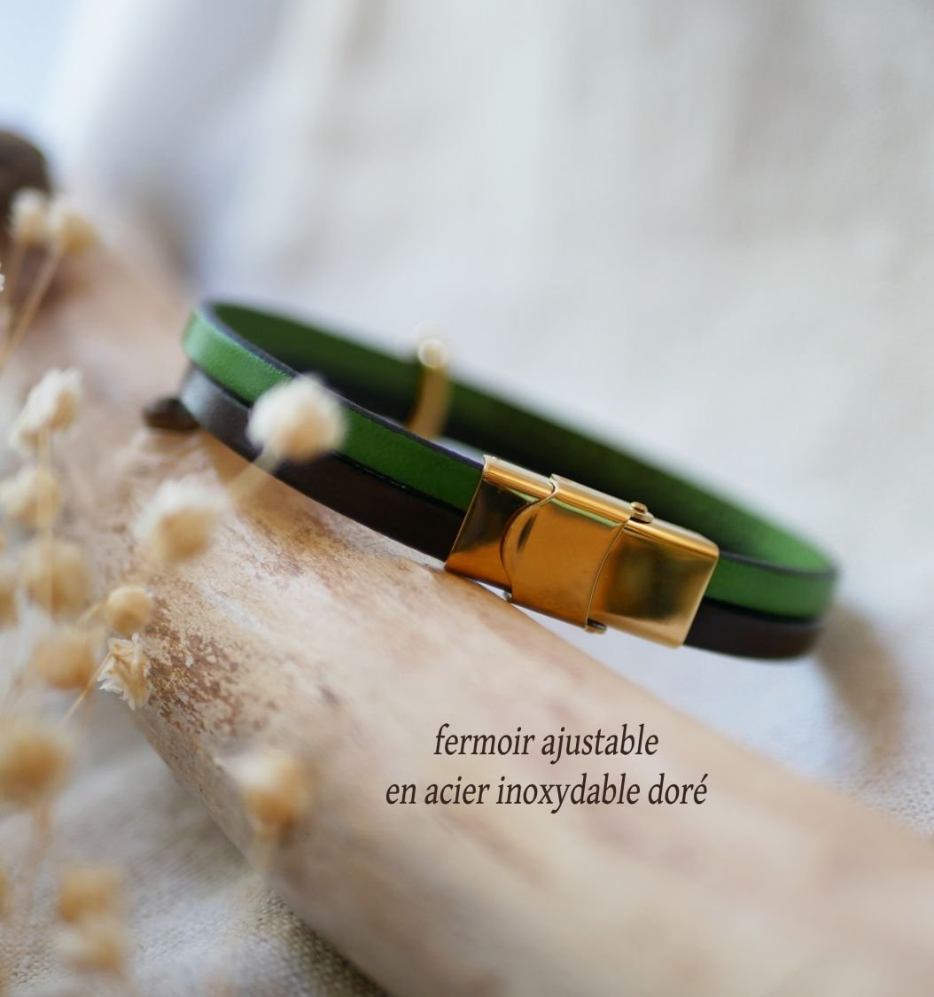Leren duo armband en gouden tarwe oorlus, aanpasbaar, huwelijkscadeau voor vrouwen