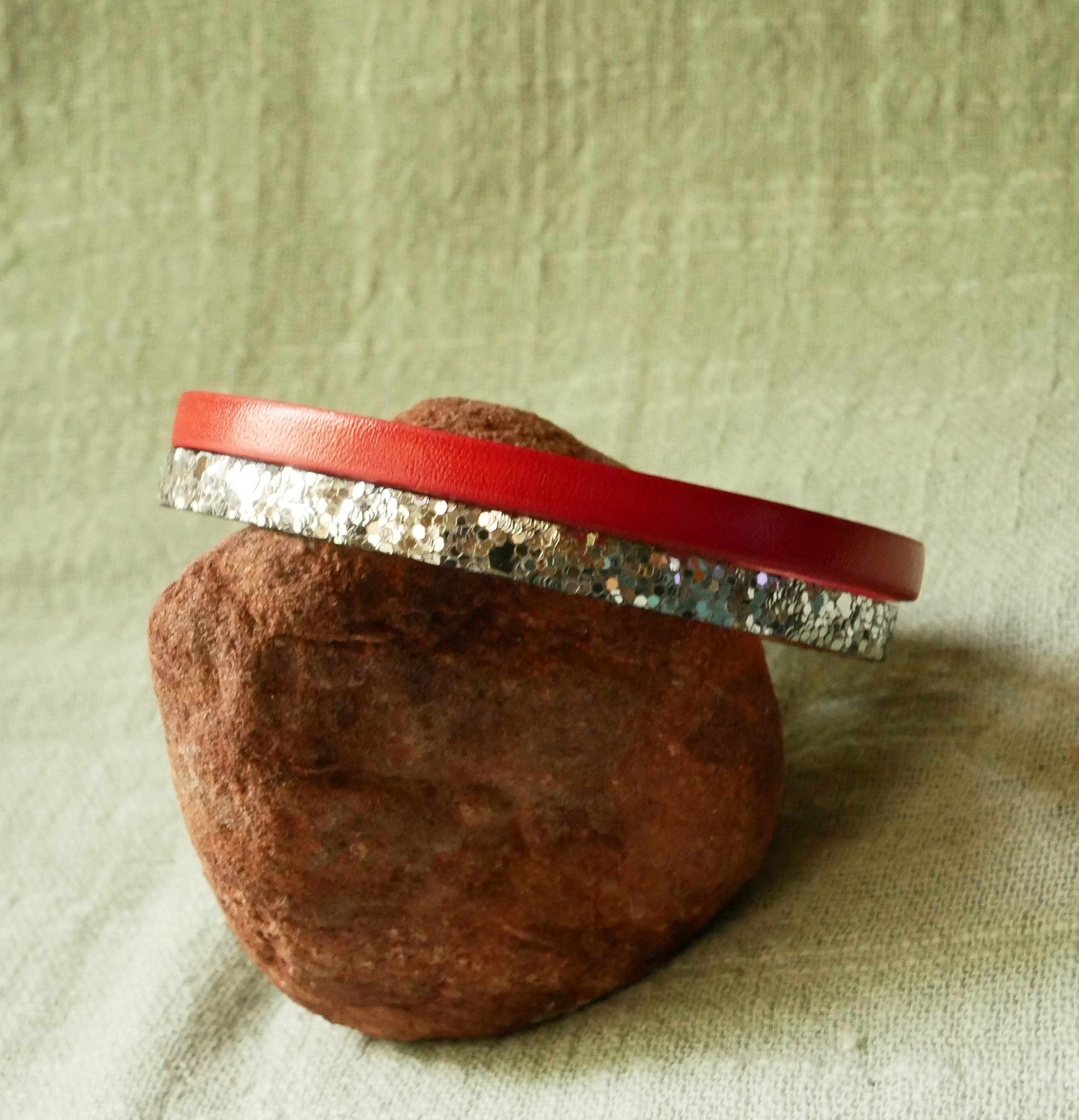 Leren duo armband in zilver en kleur naar keuze