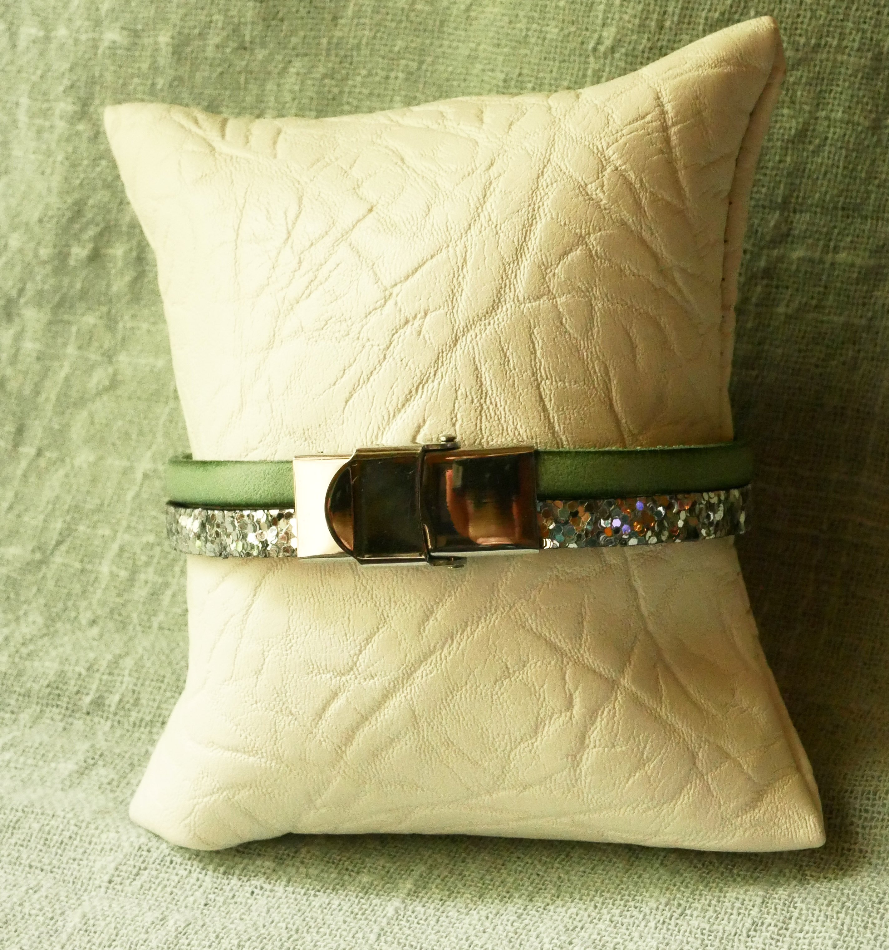 Leren duo armband in zilver en kleur naar keuze