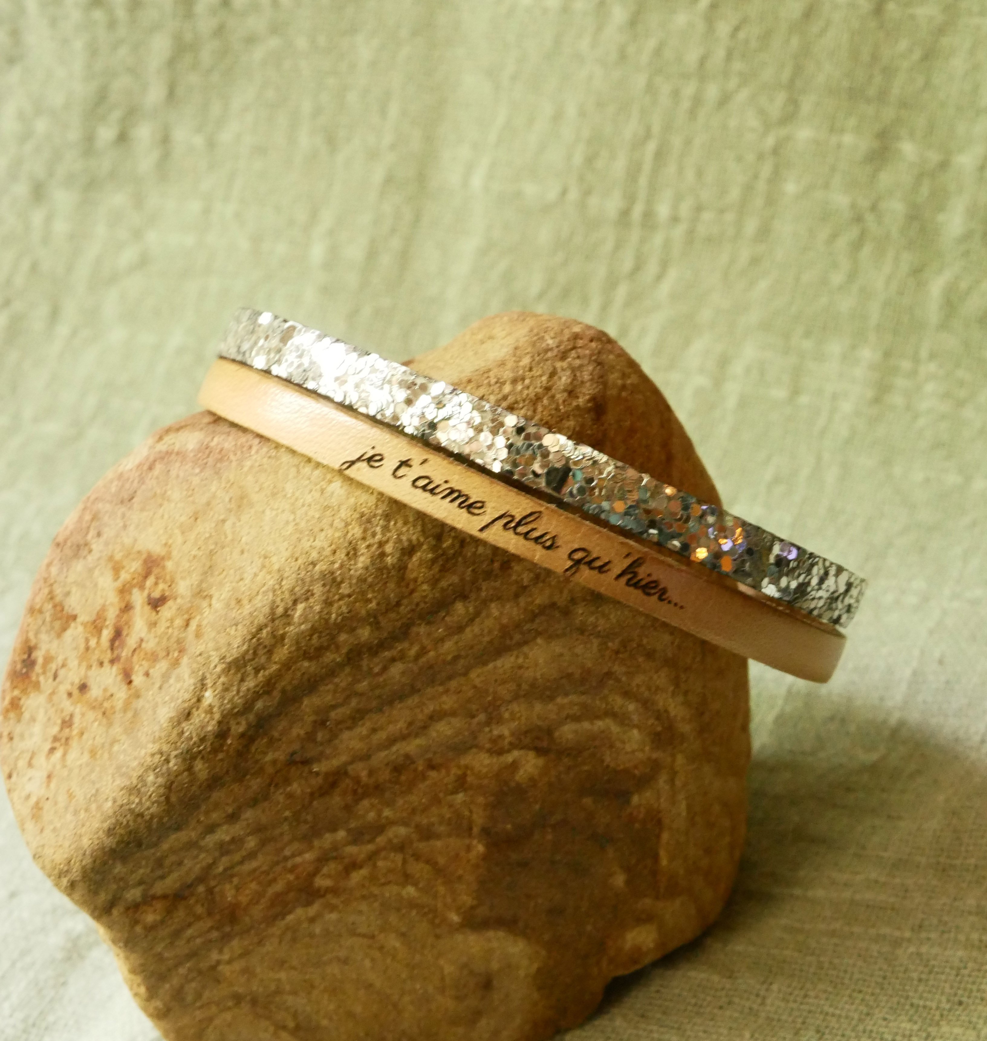 Leren duo armband in zilver en kleur naar keuze